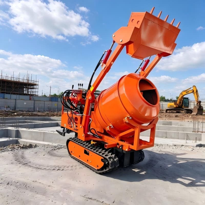 Camión mezclador de concreto autónomo sobre orugas 400L