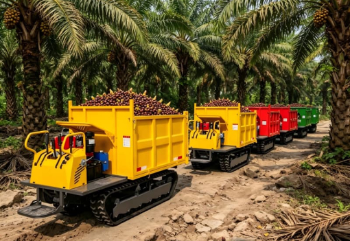 Tombereau chenillé personnalisé | Coopération avec les plantations de palmiers en Colombie